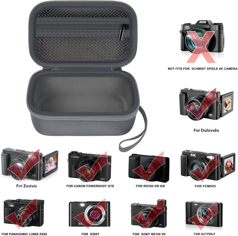 Grapsa Digital Camera Case Compatible with TEBNGIHNM for Duluvulu for Oiadek for zheozeig for Zostuic for Toiauaha 4K Vlogging Camera. Storage Holder Bag for Canon PowerShot (Box Only)- Grey - Image 2